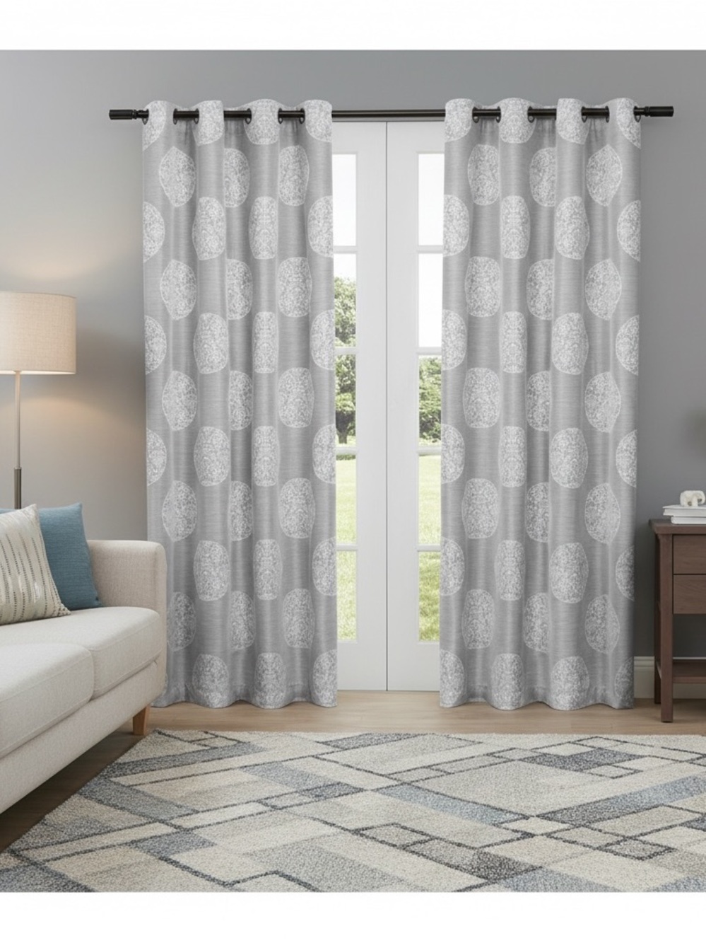Gray Grommet Curtain Panels- Gray